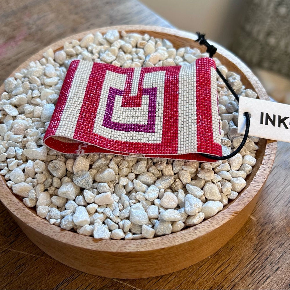 INK + ALLOY Red, Cream and Purple Beaded Cuff Bracelet